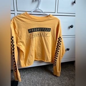 Target Cropped Long Sleeve Yellow Shirt, size L
